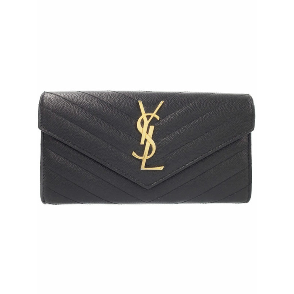 SAINT LAURENT Paris Monogram Flap Wallet Bi fold Long